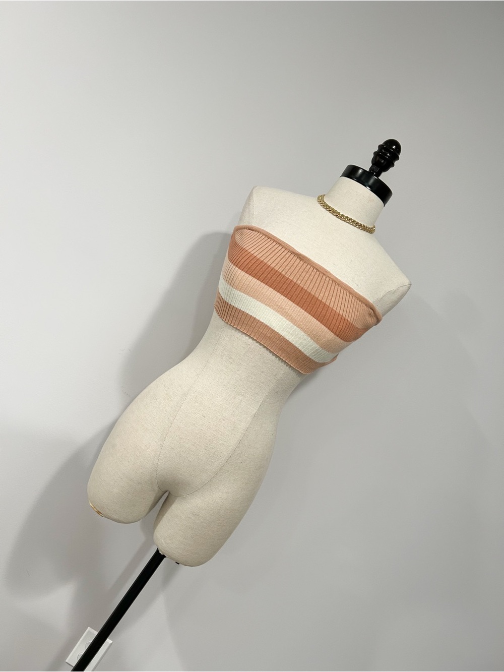 Say What? Peach & Cream Striped Ribbed Bandeau